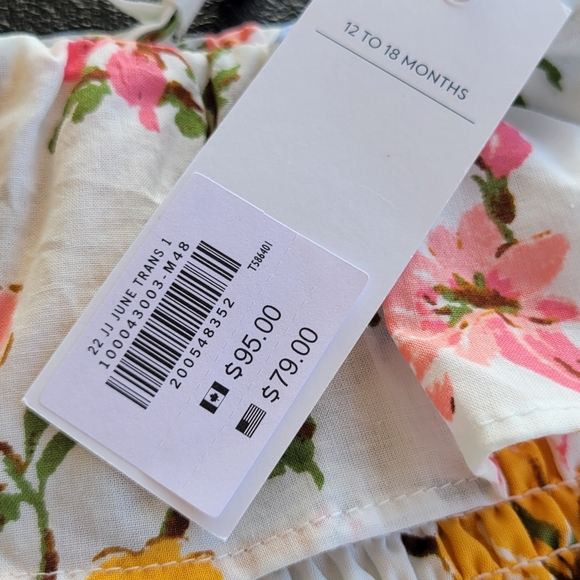 Janie and Jack Flower Dress Cotton Pink Floral Rose Flared Dress Girls 12/18 M - Picture 10 of 10